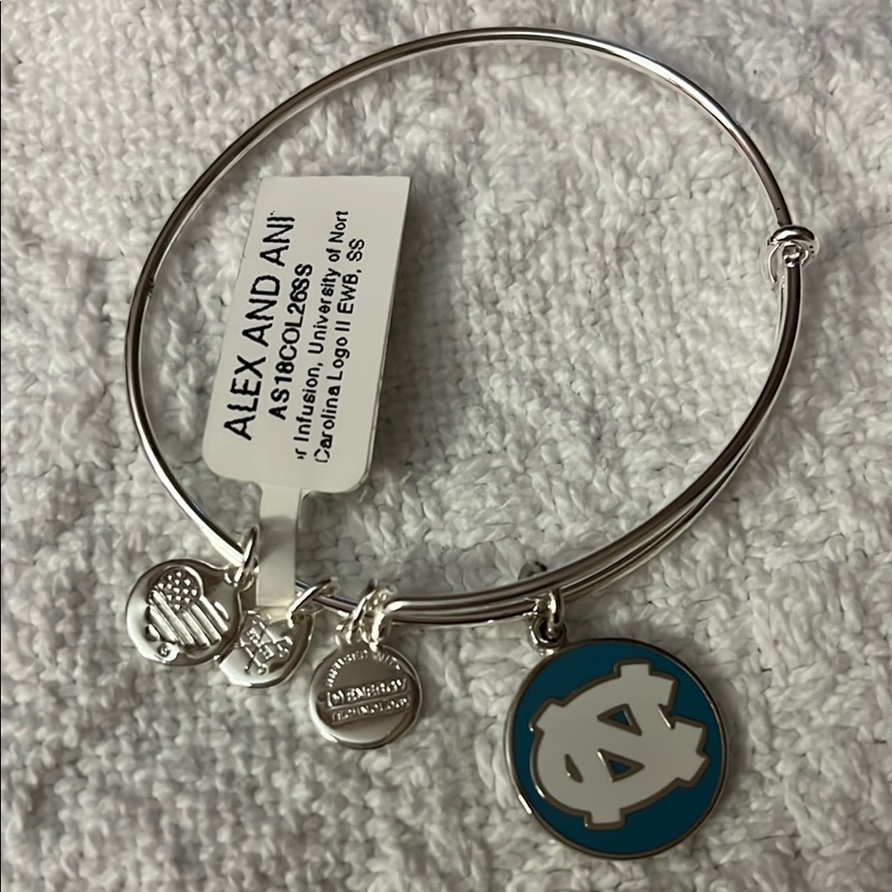 NWT Alex and Ani Silver North Carolina Bangle with Blue Charm